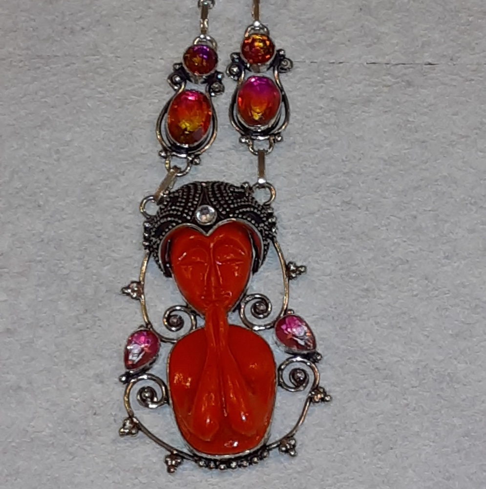 Goddess and tourmaline necklace new